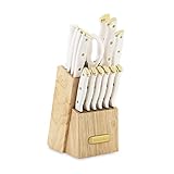 Farberware Triple Riveted Knife Block Set, 15-Piece, White and...
