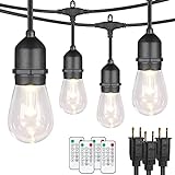 3 Pack 3-Color in 1 48Ft LED Dimmable Outdoor String Lights with...