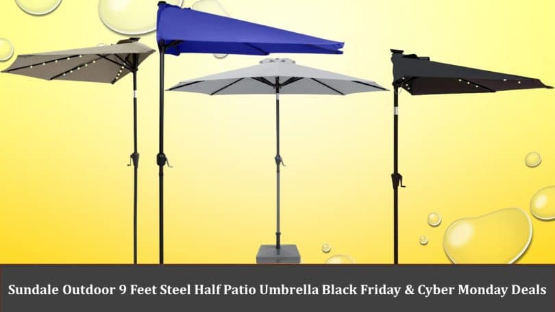 Sundale Outdoor 9 Feet Steel Half Patio Umbrella Black Friday